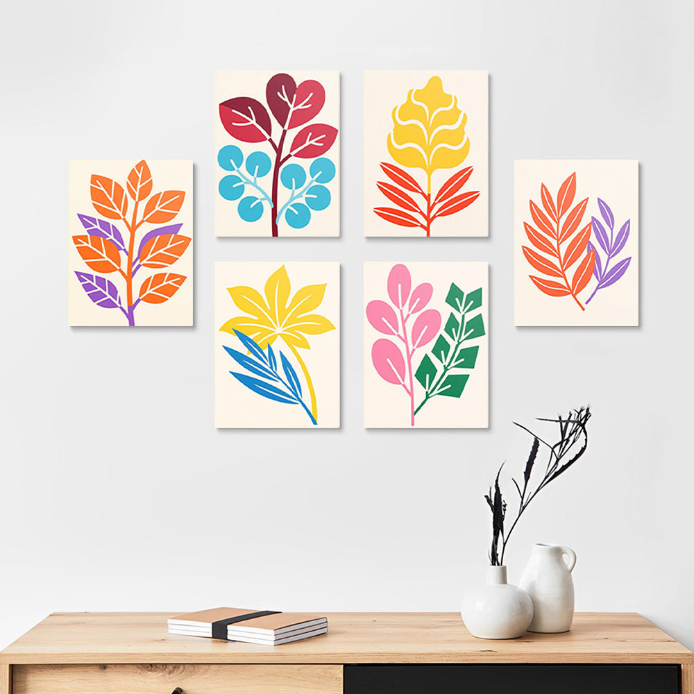 Hojas de Otoño Sencillas 6 Partes Mini Pintar por Números