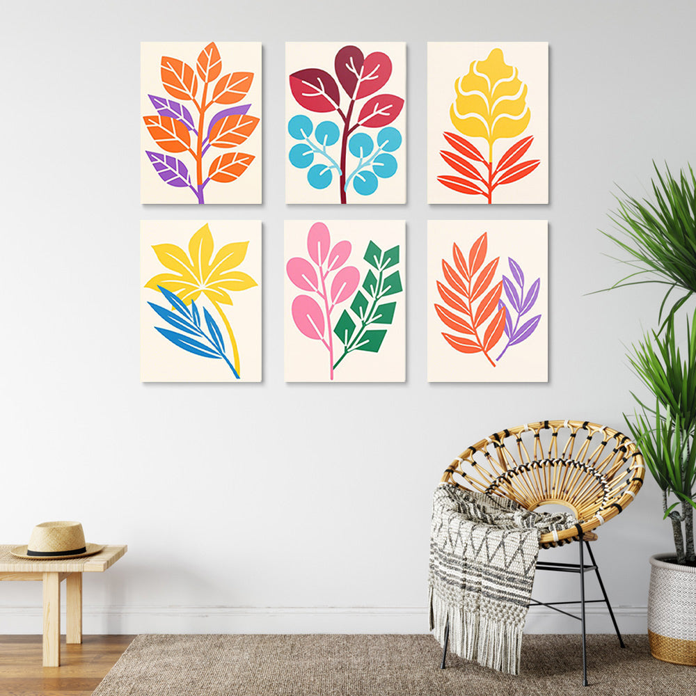 Hojas de Otoño Sencillas 6 Partes Mini Pintar por Números