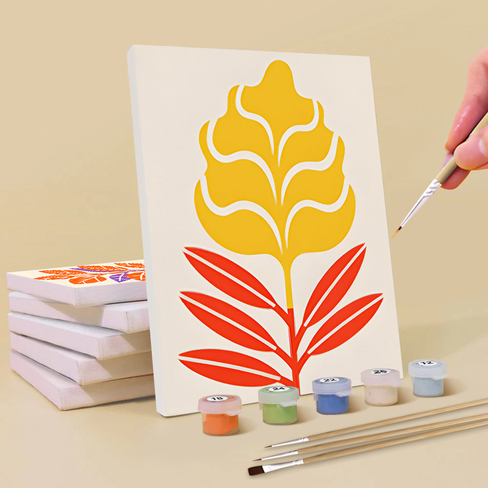Hojas de Otoño Sencillas 6 Partes Mini Pintar por Números
