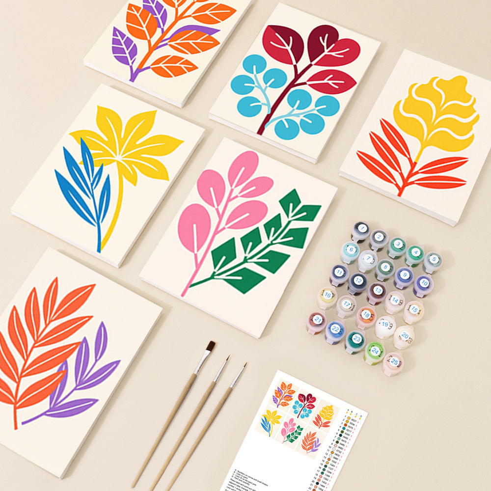 Hojas de Otoño Sencillas 6 Partes Mini Pintar por Números