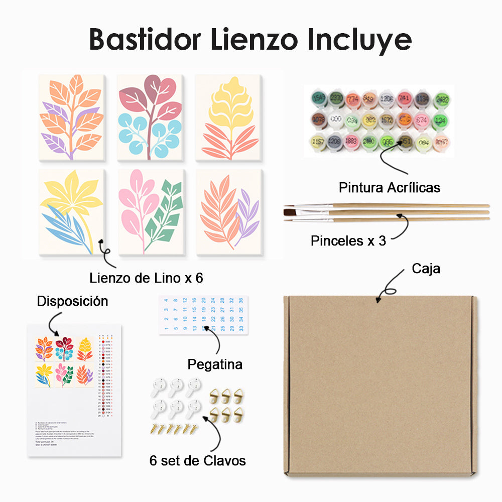 Hojas de Otoño Sencillas 6 Partes Mini Pintar por Números