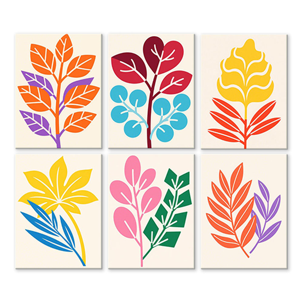 Hojas de Otoño Sencillas 6 Partes Mini Pintar por Números