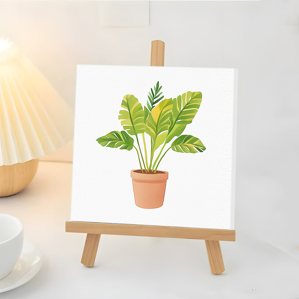Hojas de Planta Tropical en Maceta Mini Pintar por Números