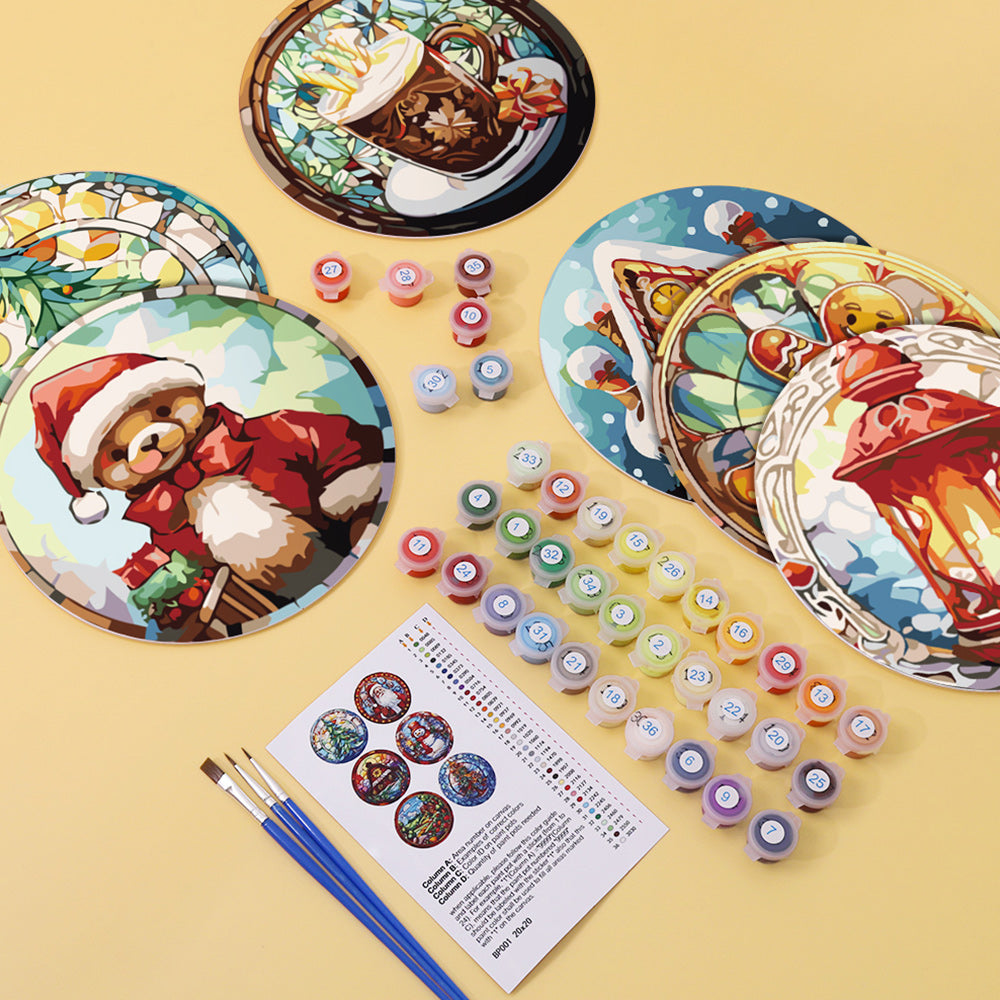 Hombre de Jengibre de Navidad 6 Salvamanteles Pintar por Números