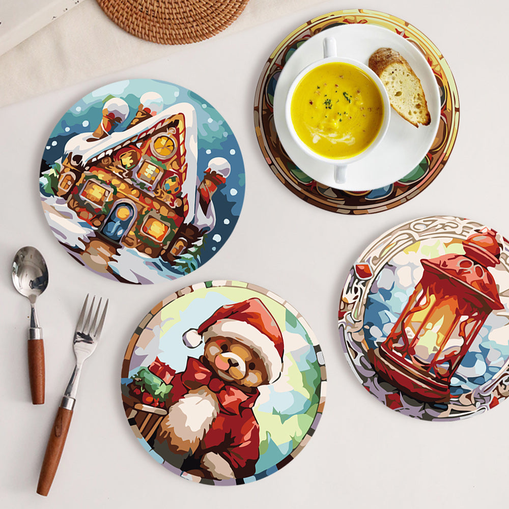 Hombre de Jengibre de Navidad 6 Salvamanteles Pintar por Números