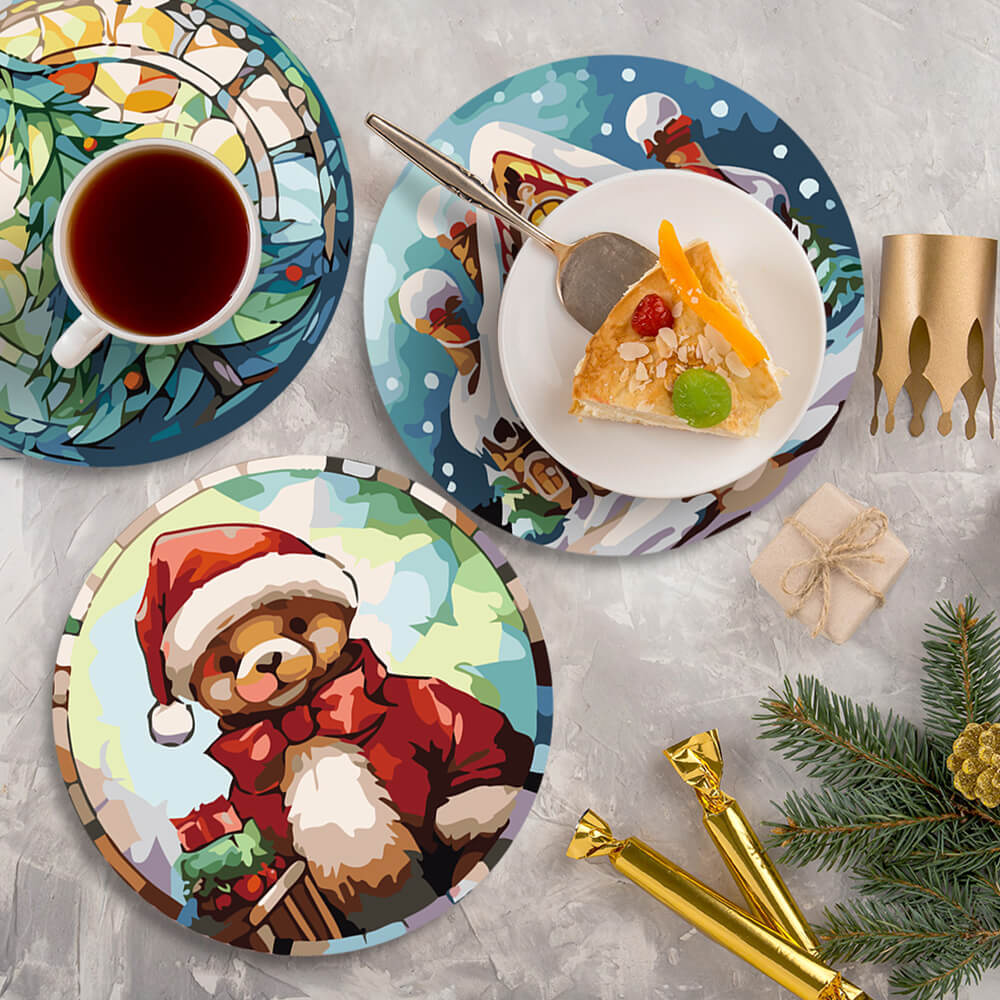 Hombre de Jengibre de Navidad 6 Salvamanteles Pintar por Números