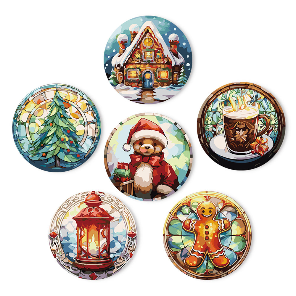 Hombre de Jengibre de Navidad 6 Salvamanteles Pintar por Números