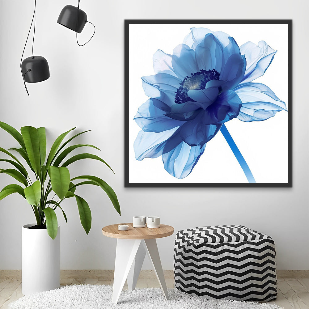 Ilustración Creativa de Loto de Pétalos Azules Pintar por Números