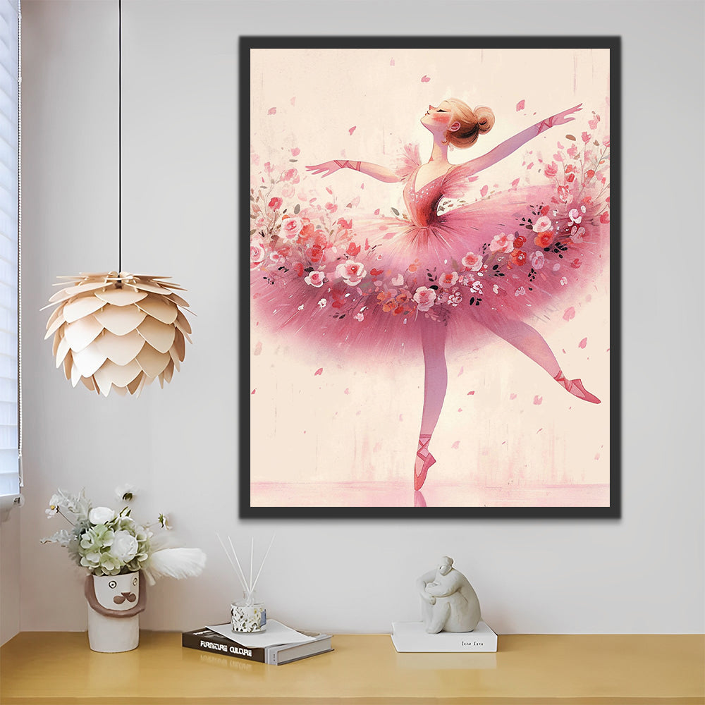 Ilustración de Bailarina con Vestido de Flores Pintar por Números