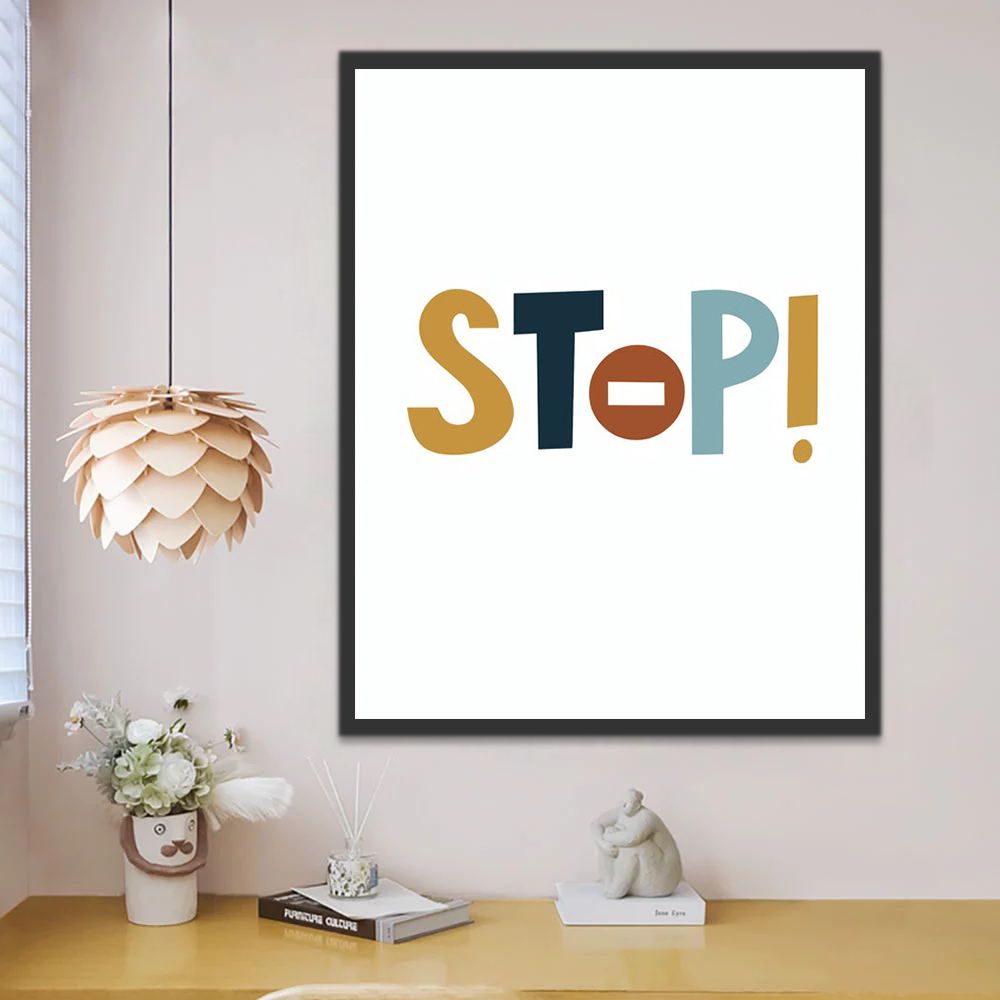 Ilustración de Letras de Stop Pintar por Números Niños