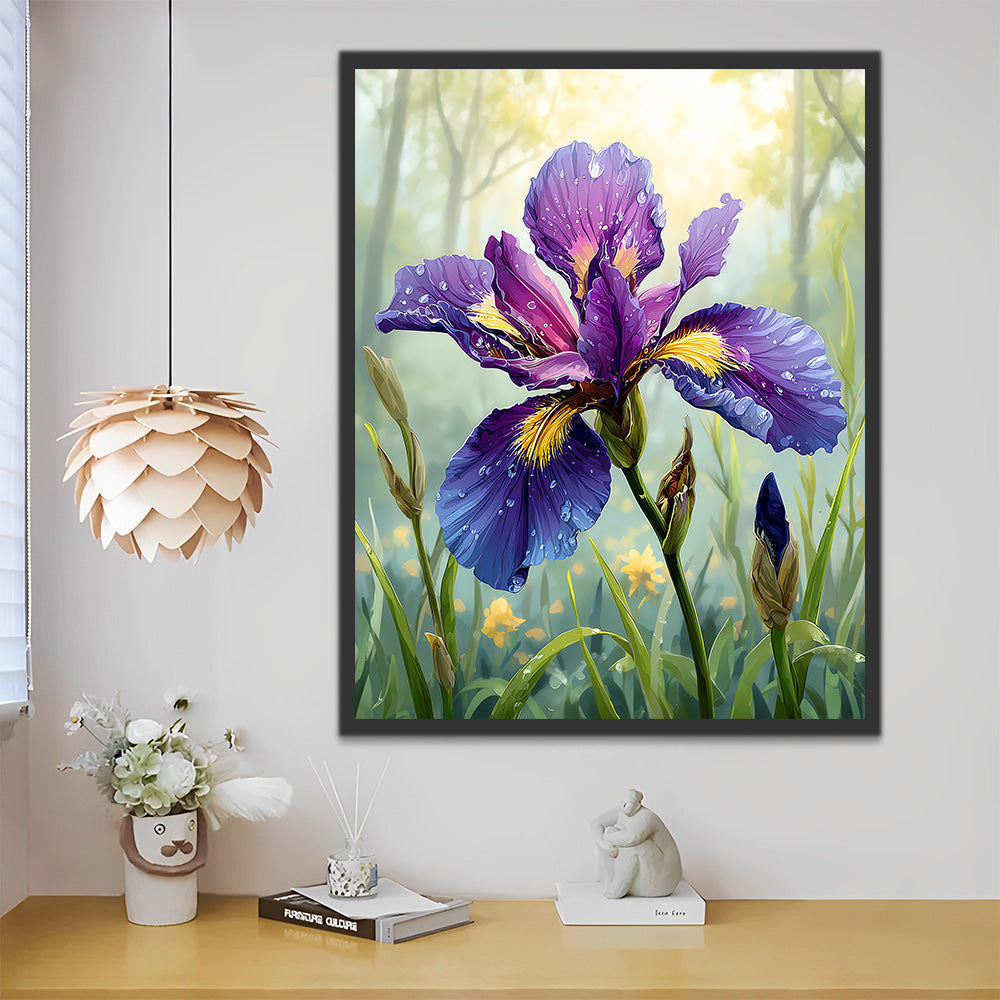 Iris Morada con Rocío en Naturaleza Pintar por Números