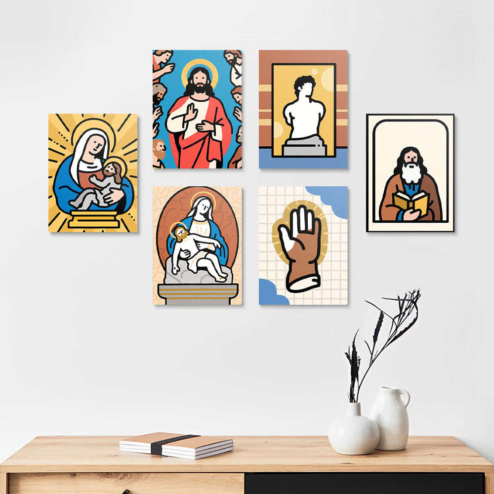 Jesús y la Virgen 6 Partes Mini Pintar por Números