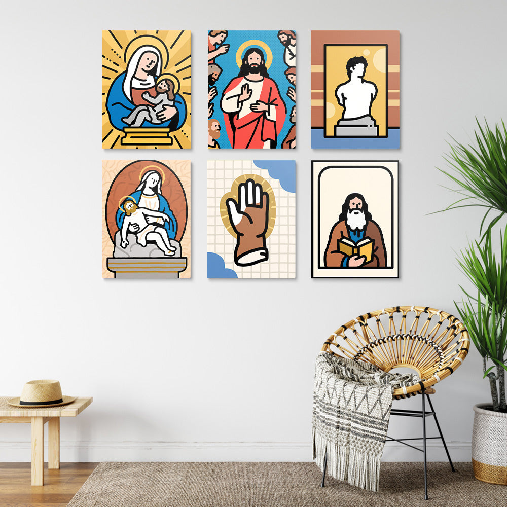 Jesús y la Virgen 6 Partes Mini Pintar por Números
