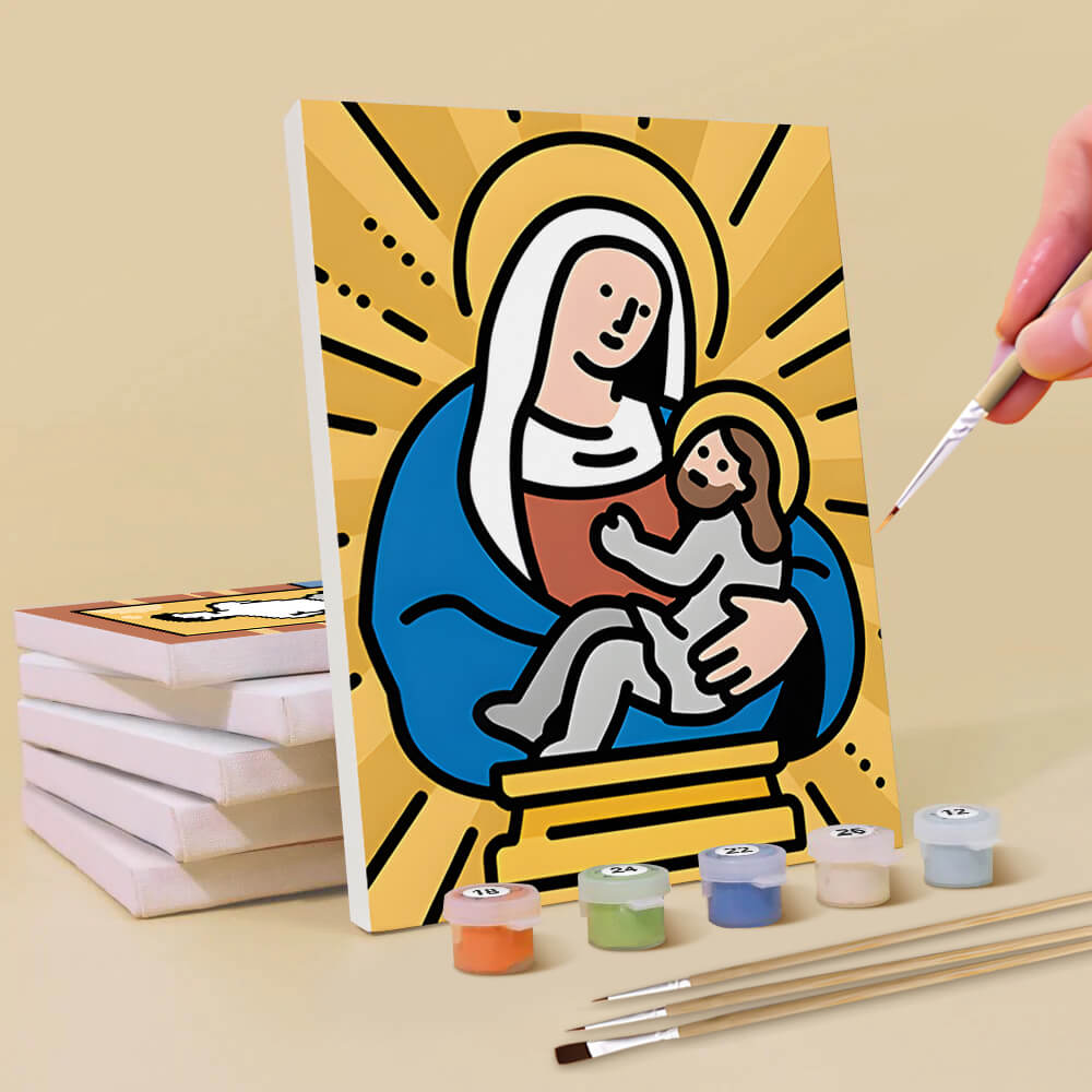 Jesús y la Virgen 6 Partes Mini Pintar por Números