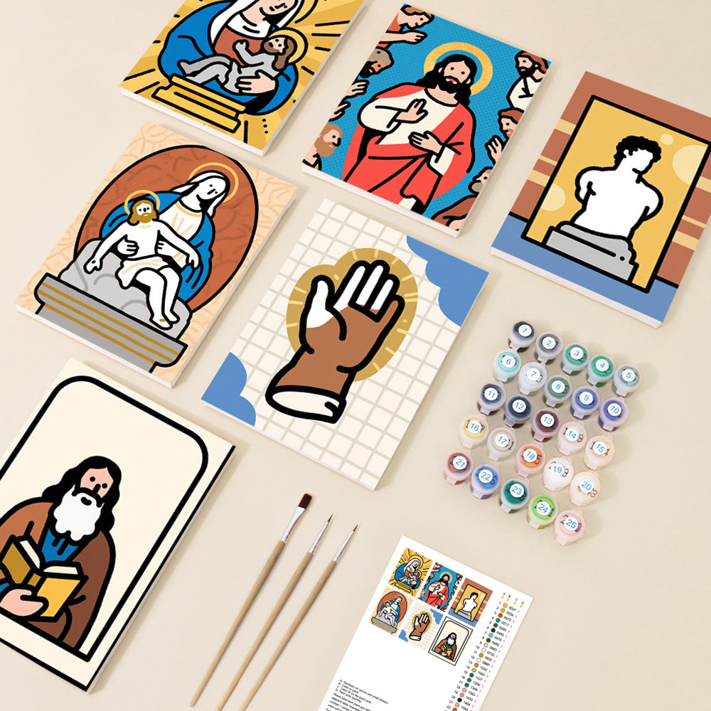 Jesús y la Virgen 6 Partes Mini Pintar por Números