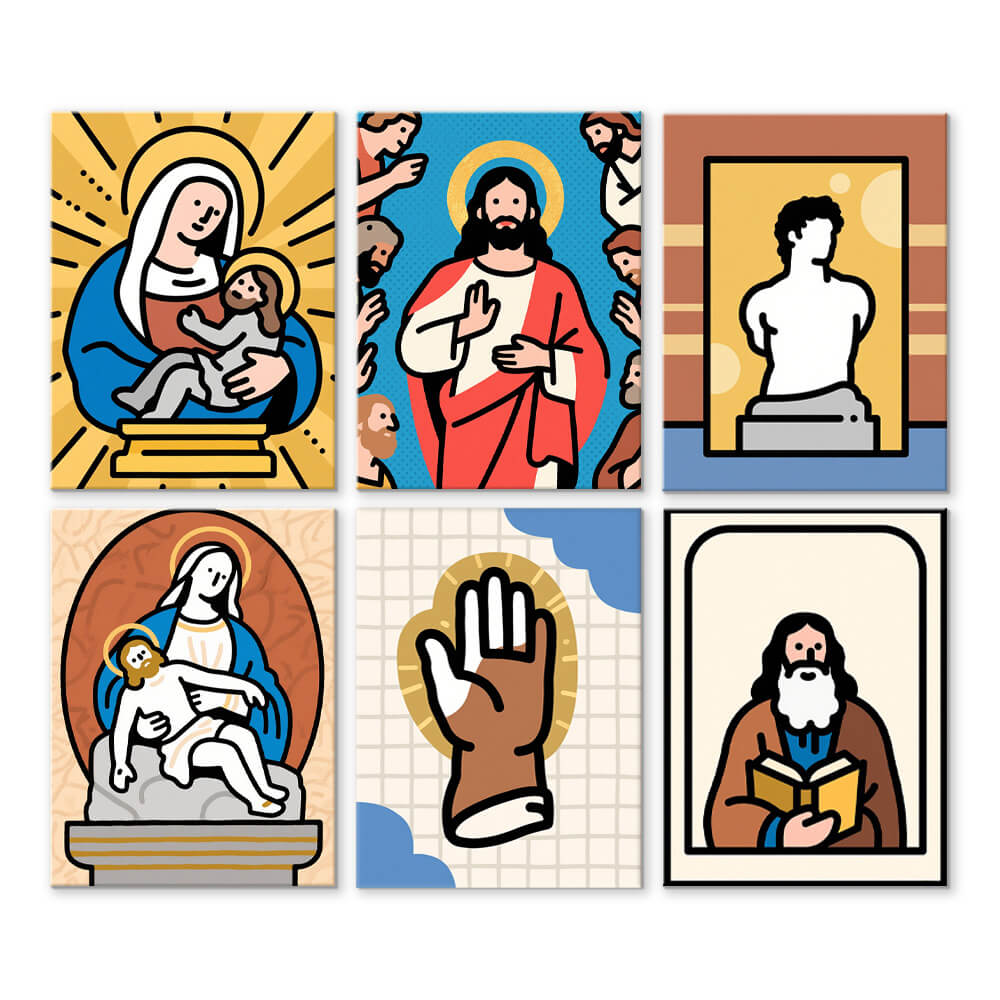 Jesús y la Virgen 6 Partes Mini Pintar por Números