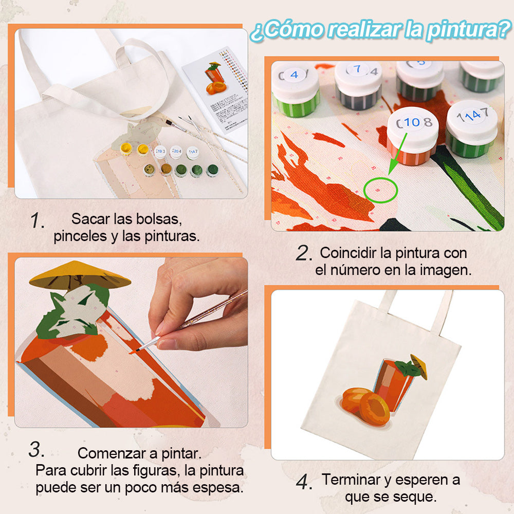 Jugo de Fruta Fresca Bolsa de Lienzo Pintar por Números