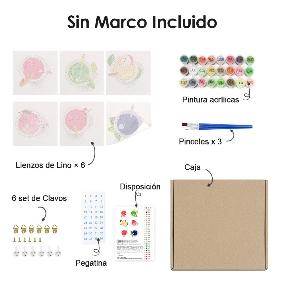 Jugo de Fruta Helado 6 Partes Mini Pintar por Números