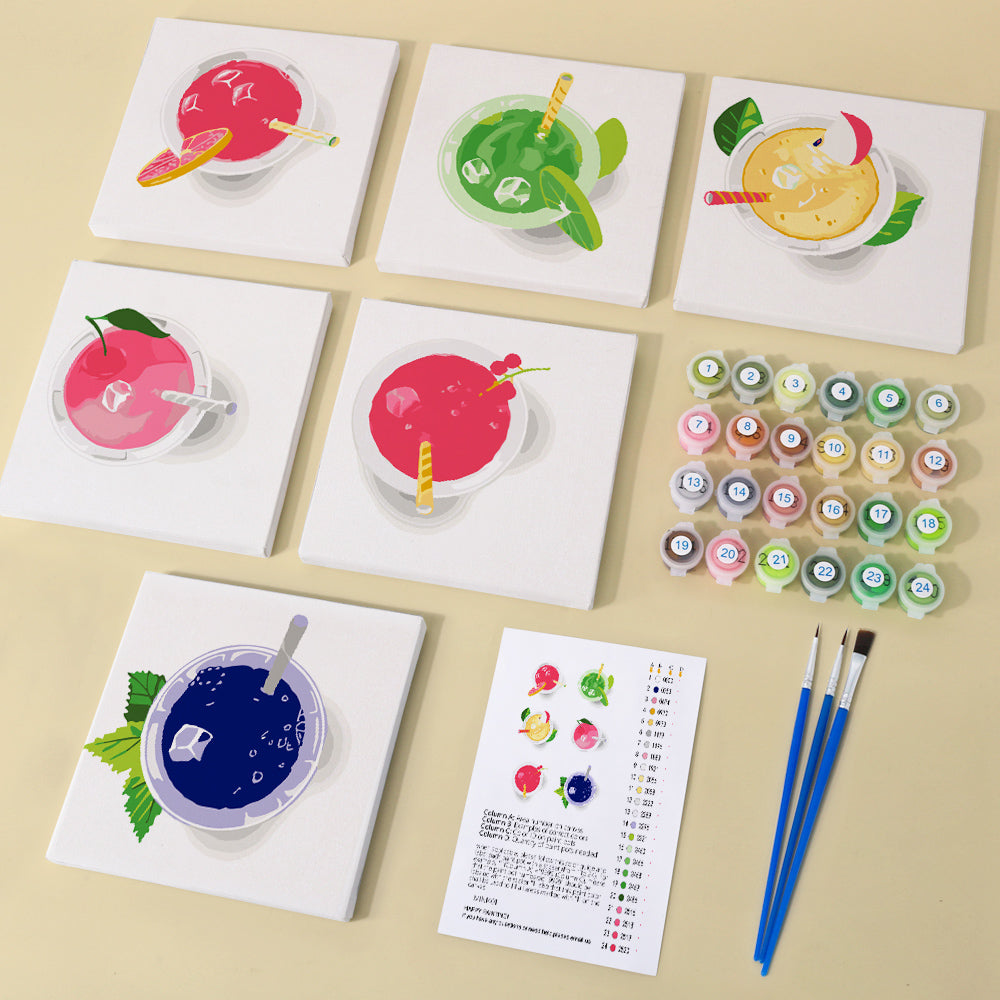 Jugo de Fruta Helado 6 Partes Mini Pintar por Números