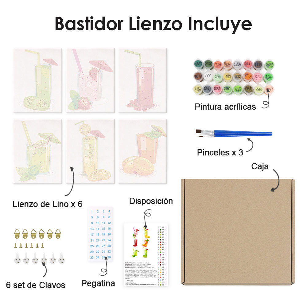 Jugo de Frutas Frescas 6 Partes Mini Pintar por Números