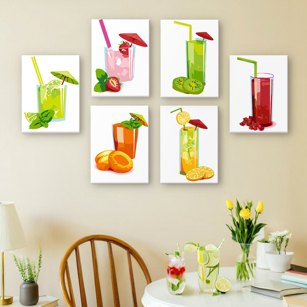 Jugo de Frutas Frescas 6 Partes Mini Pintar por Números