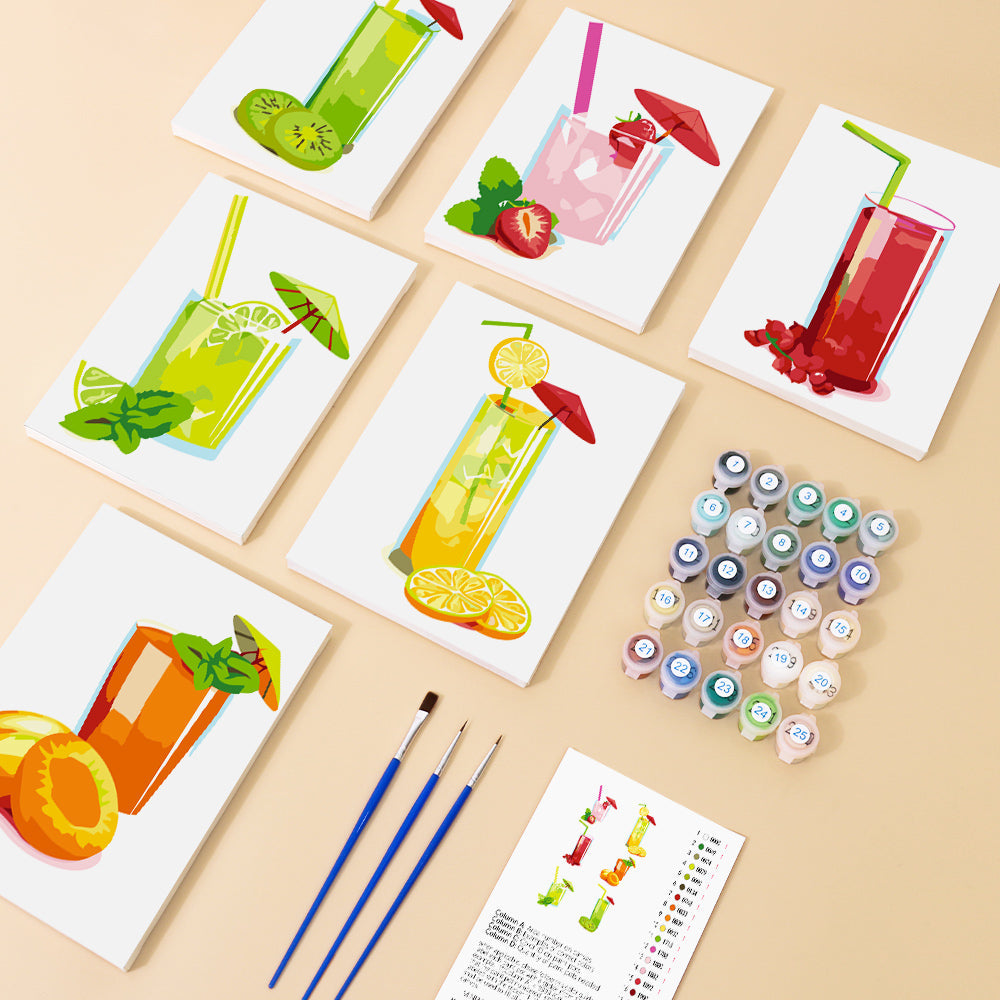 Jugo de Frutas Frescas 6 Partes Mini Pintar por Números