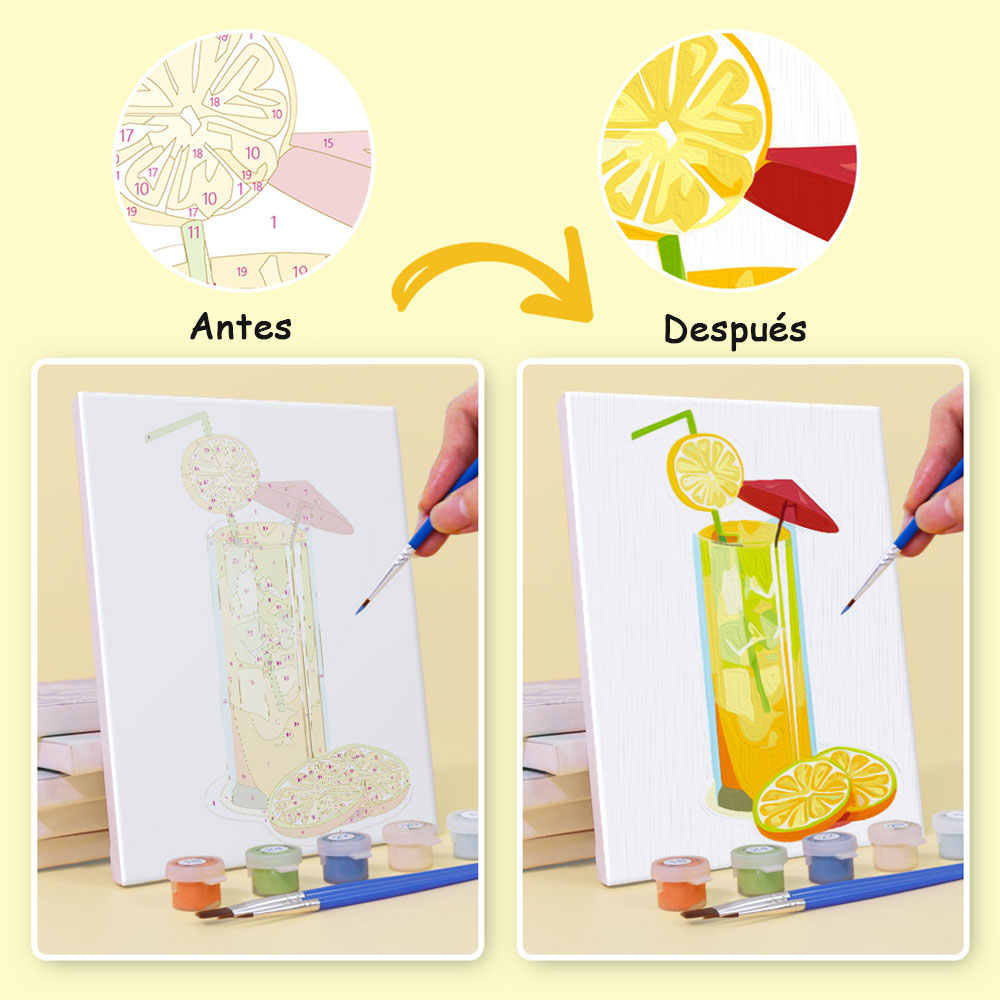 Jugo de Frutas Frescas 6 Partes Mini Pintar por Números