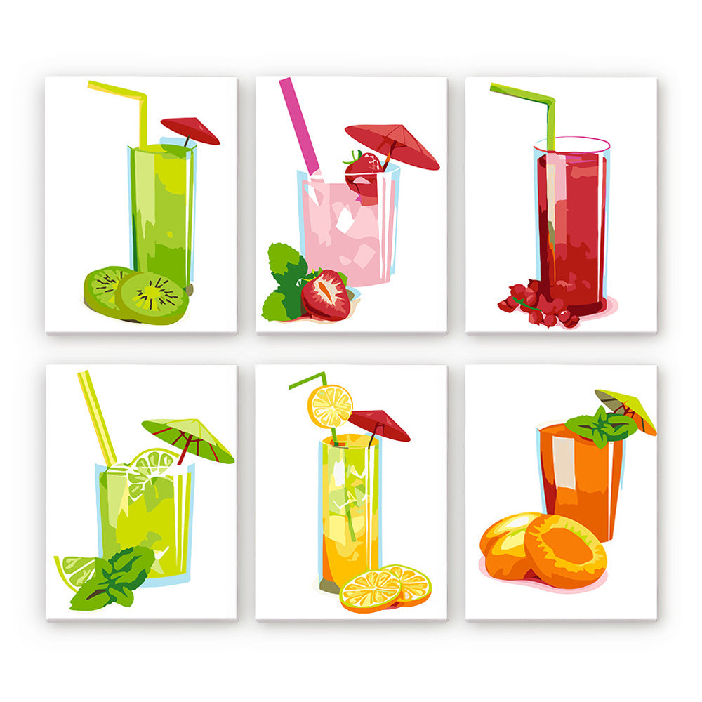 Jugo de Frutas Frescas 6 Partes Mini Pintar por Números