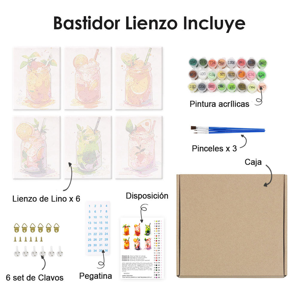 Jugo Enlatado Refrigerado 6 Partes Mini Pintar por Números