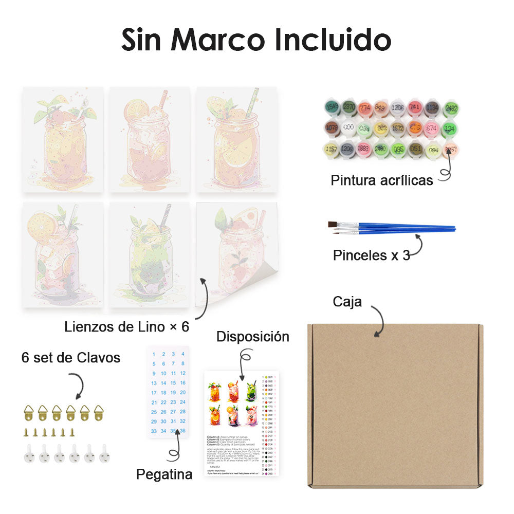 Jugo Enlatado Refrigerado 6 Partes Mini Pintar por Números