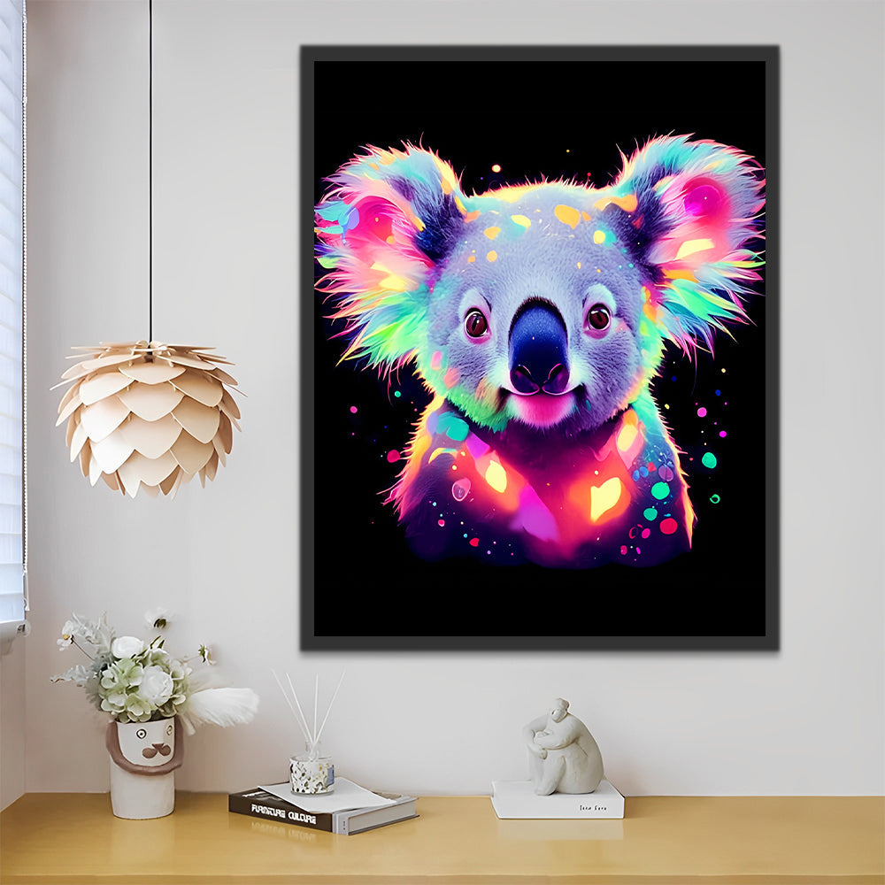 Koala Colorido en el Fondo Negro Pintar por Números