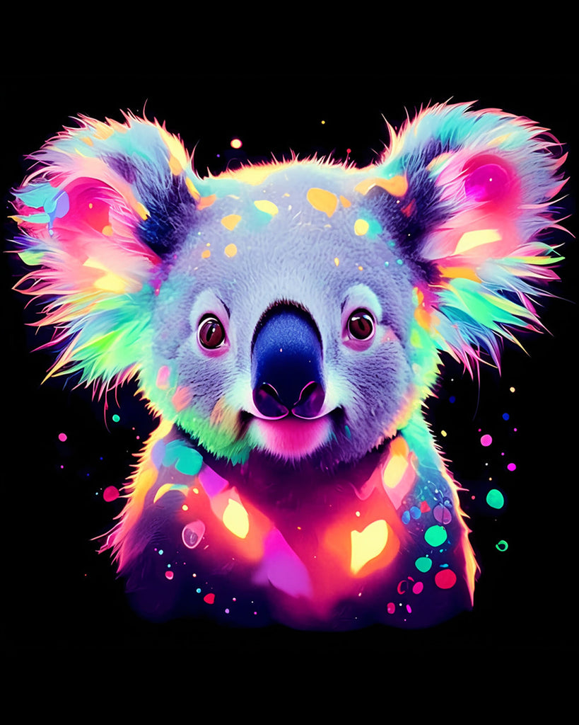 Koala Colorido en el Fondo Negro Pintar por Números
