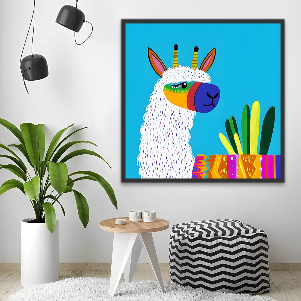 La Alpaca Linda de Dibujos Animados Pintar por Números