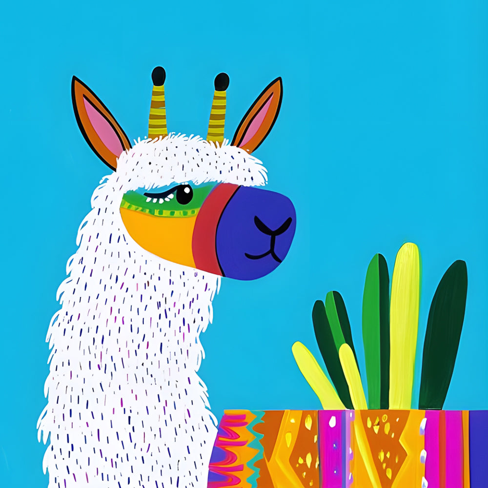 La Alpaca Linda de Dibujos Animados Pintar por Números