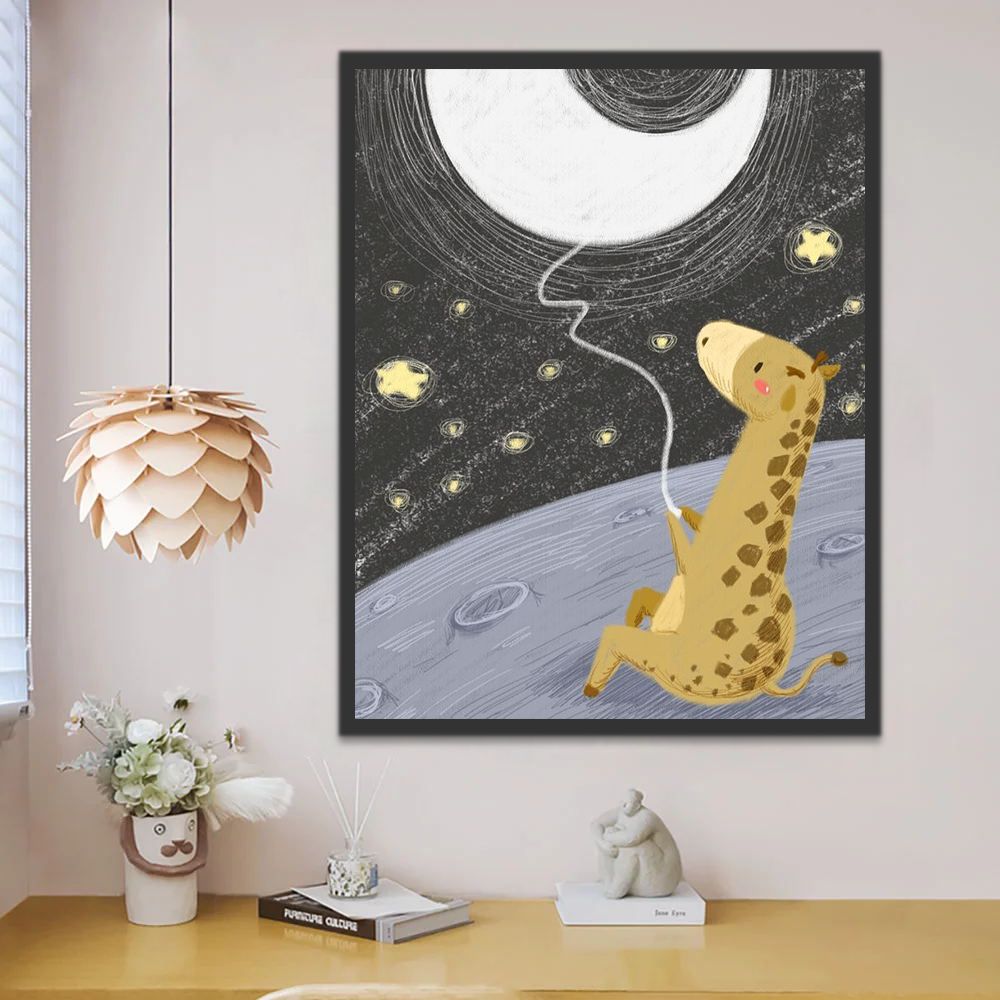 La Luna y Jirafa Linda de Dibujos Pintar por Números Niños