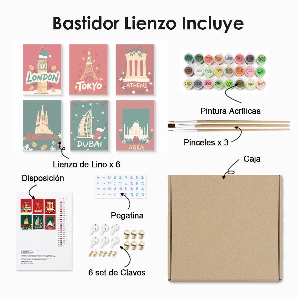 La Navidad en los Países Desarrollados 6 Partes Mini Pintar por Números