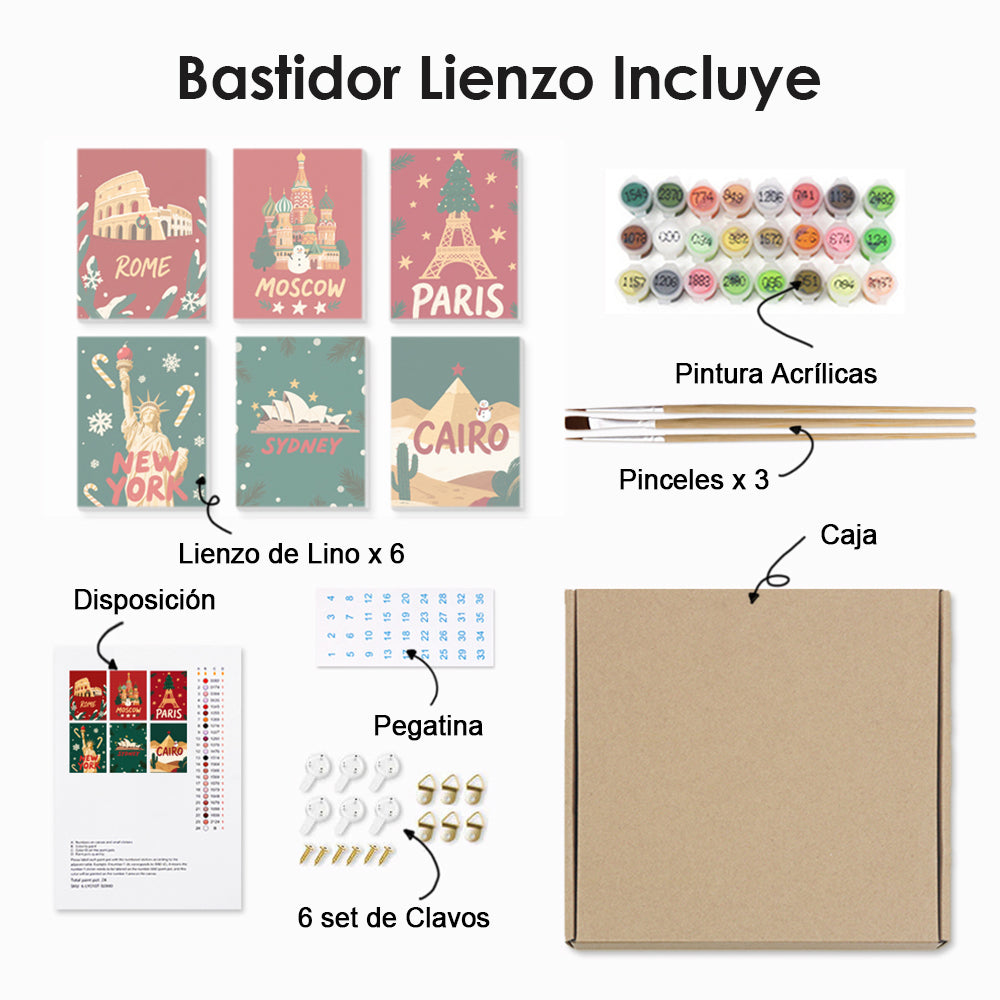 La Navidad en los Países Occidentales 6 Partes Mini Pintar por Números