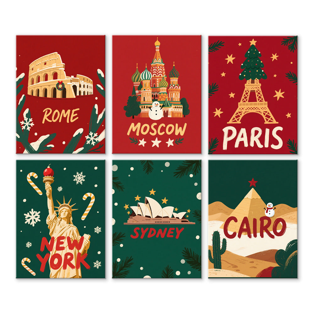 La Navidad en los Países Occidentales 6 Partes Mini Pintar por Números