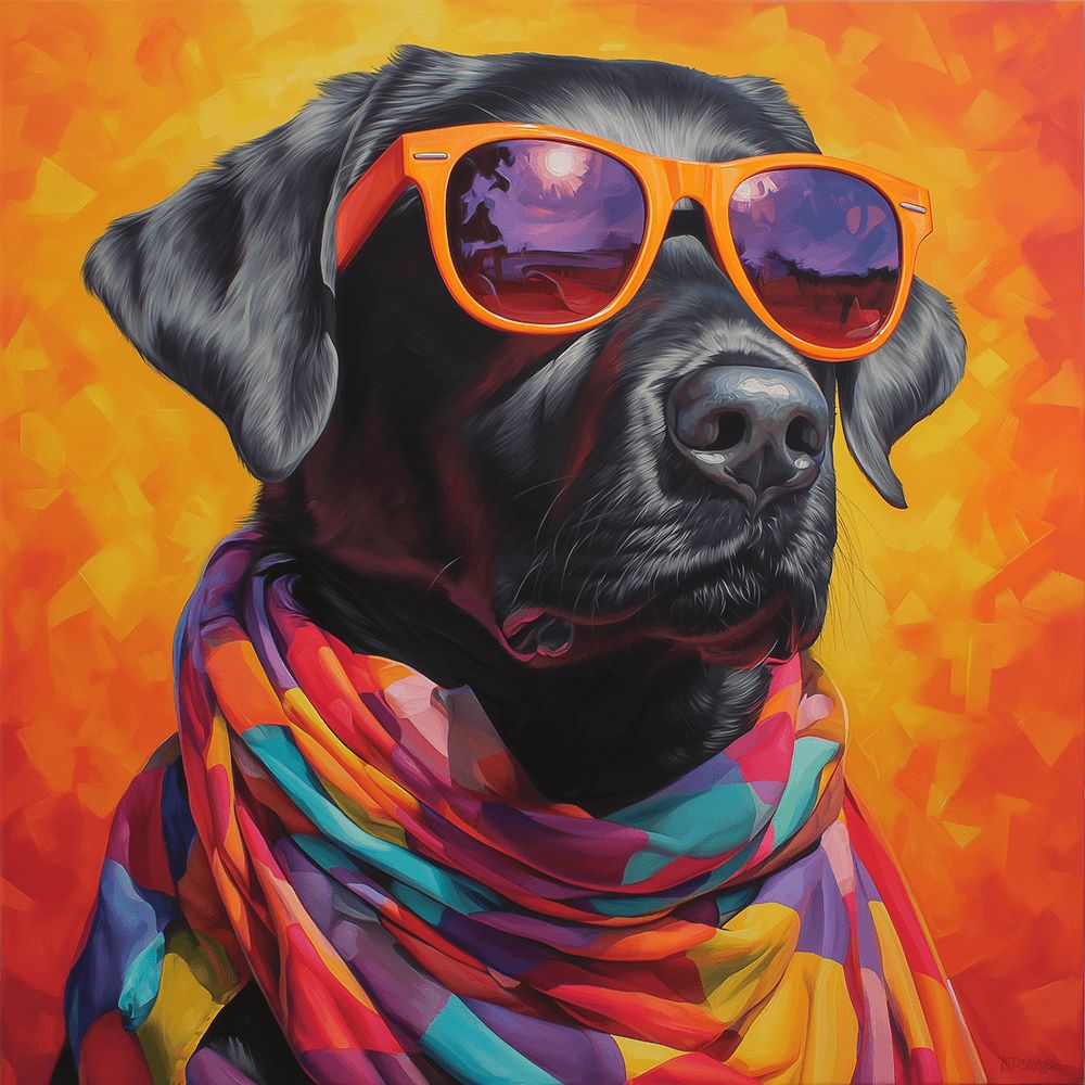 Labrador con Una Bufanda Colorida Pintar por Números