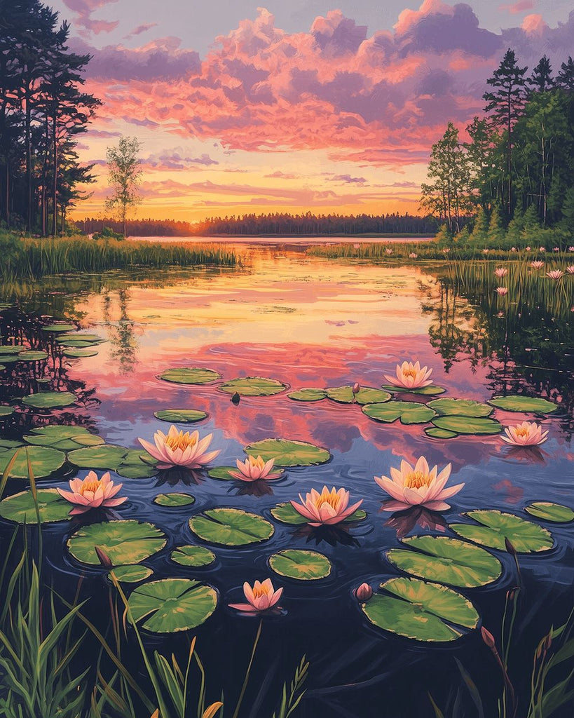 Lago de Loto Salvaje Pintar por Números