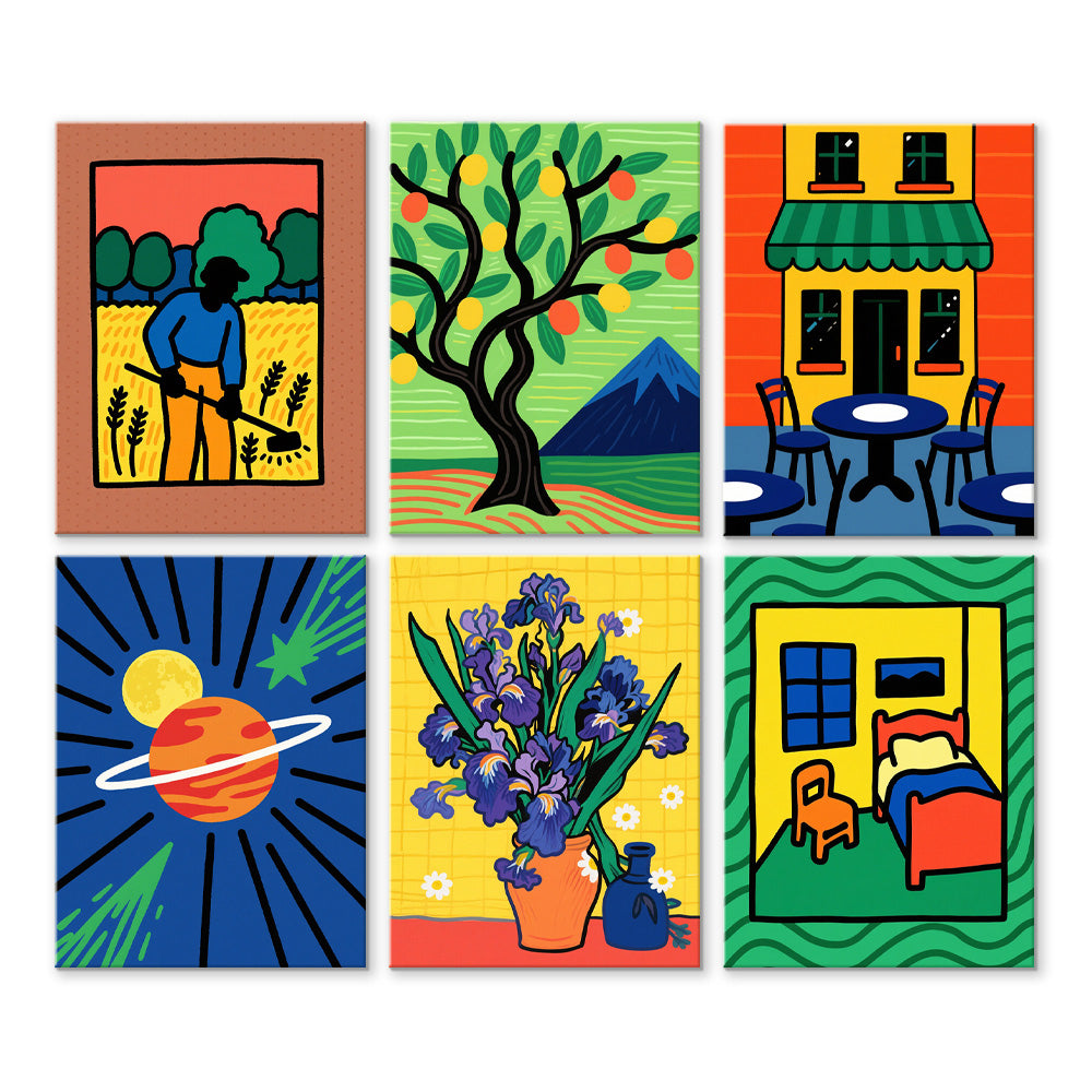 Las Obras Clásicas de Van Gogh 6 Partes Mini Pintar por Números