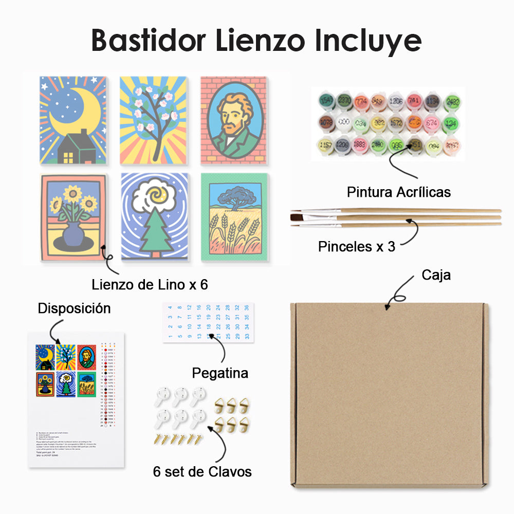 Las Obras de Van Gogh 6 Partes Mini Pintar por Números