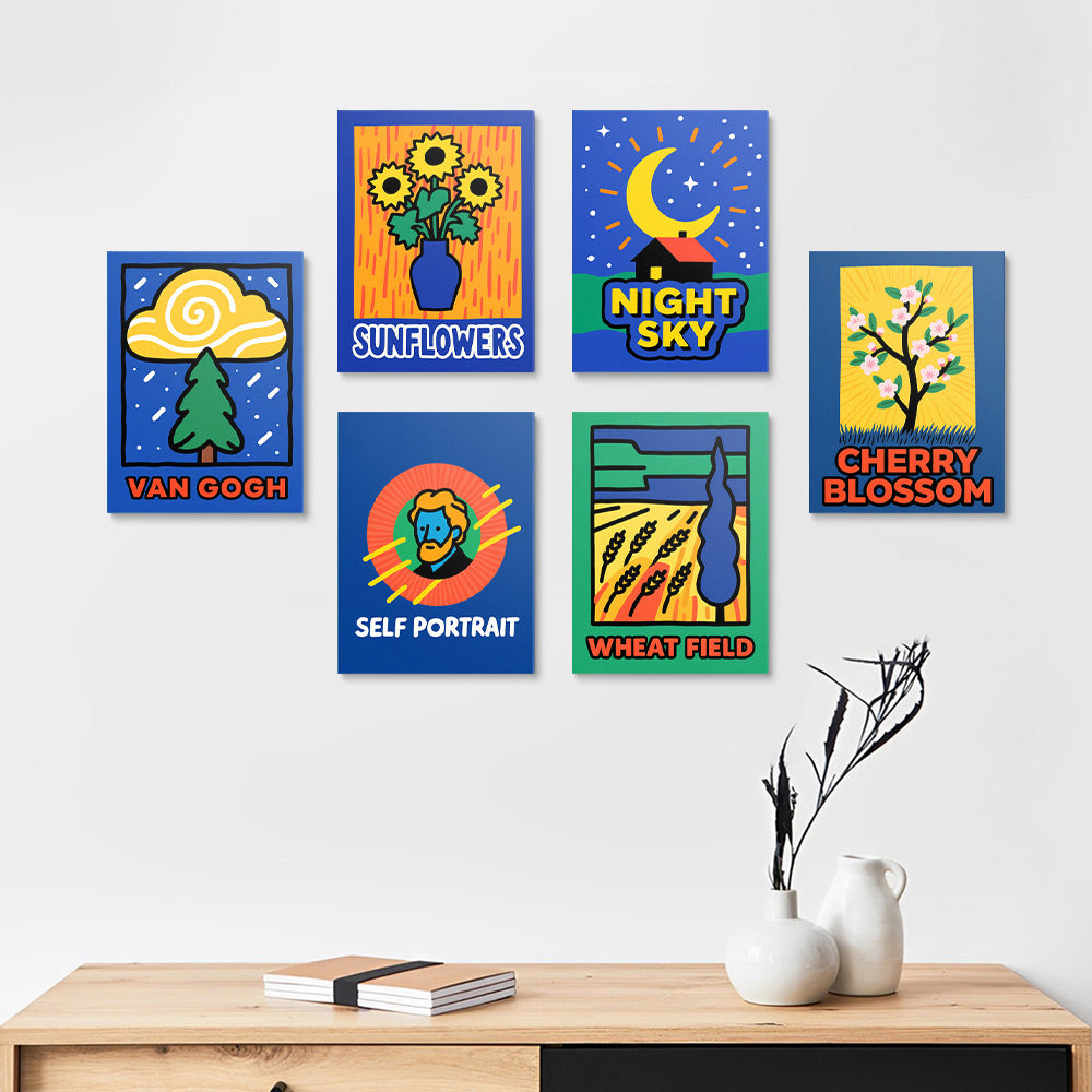 Las Pinturas Azules de Van Gogh 6 Partes Mini Pintar por Números