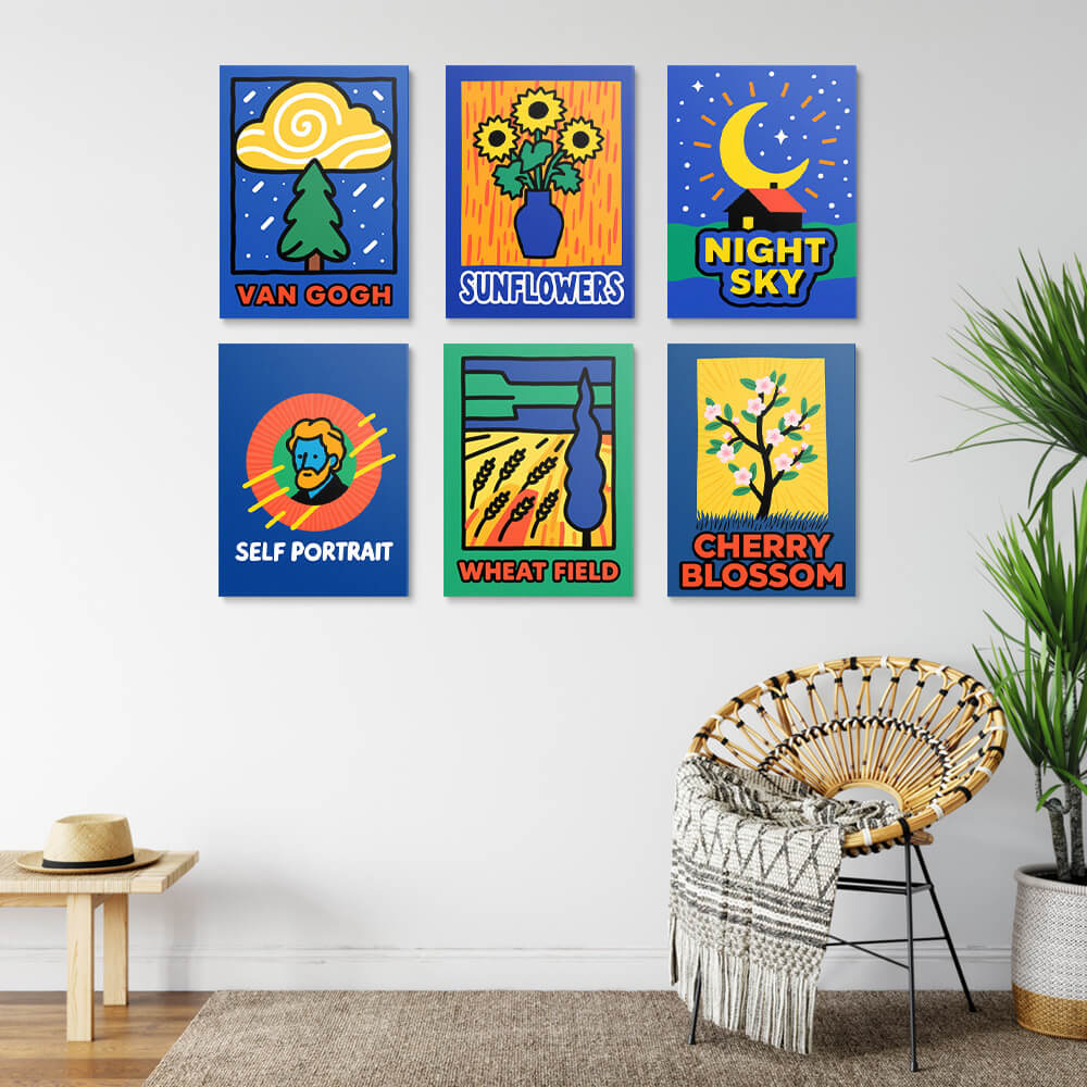 Las Pinturas Azules de Van Gogh 6 Partes Mini Pintar por Números
