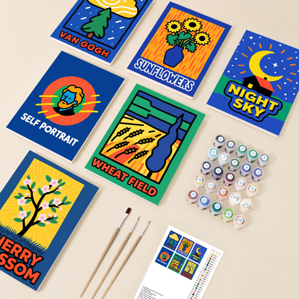 Las Pinturas Azules de Van Gogh 6 Partes Mini Pintar por Números