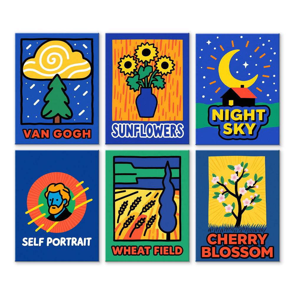 Las Pinturas Azules de Van Gogh 6 Partes Mini Pintar por Números