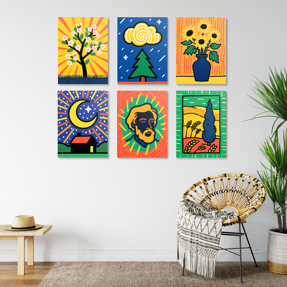 Las Pinturas Clásicas de Van Gogh 6 Partes Mini Pintar por Números