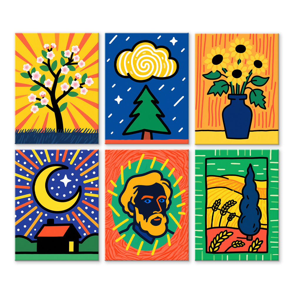 Las Pinturas Clásicas de Van Gogh 6 Partes Mini Pintar por Números