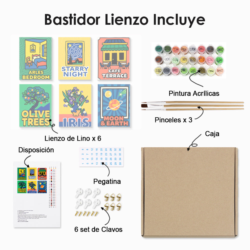 Las Pinturas de Van Gogh 6 Partes Mini Pintar por Números