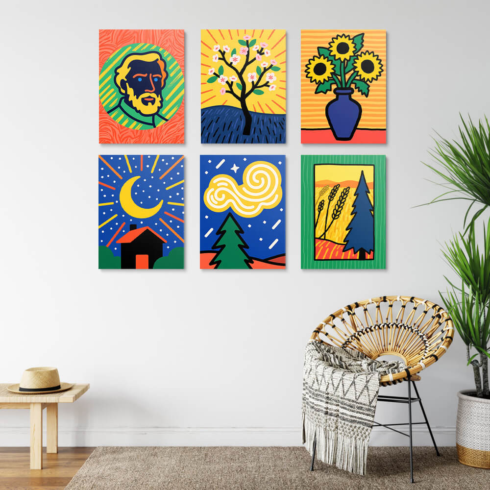 Las Pinturas de Van Gogh 6 Partes Mini Pintar por Números